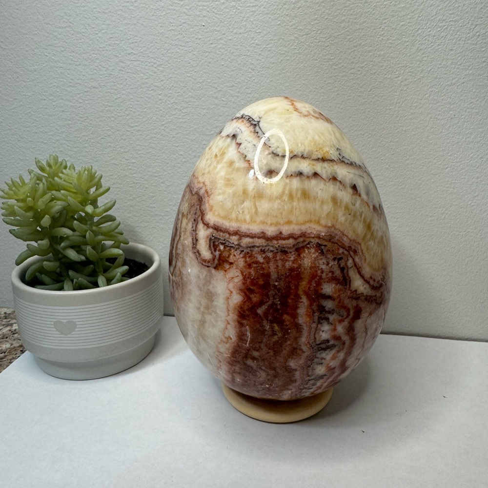 Huge Red Banded Calcite Egg